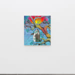 Installation image of Andrew Schoultz's painting Lone Orca in Paradise at Hashimoto Contemporary LA