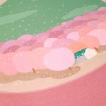 Danym Kwon painting of vase with pink trees