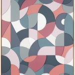 abstracted typography design in shades of orange, green and purple