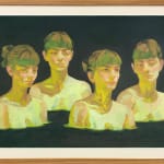 framed artwork of four women in dark water up to their breasts
