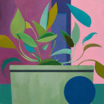 Dennis Brown's painting of a plant and a ball with vibrant colors