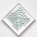 wooden geometric wall sculpture by Sean newport - blue