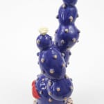 Jen Dwyer sculpture - blue cactus plant with large red lips on bottom