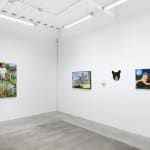 Install Image of "Oddkin", from left to right, “Weedwacker”,"Birds on the Block", "Balloon Frog", "Golden Black Bear", "Together at Collapse".