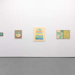 White gallery wall with various paintings by Danym Kwon