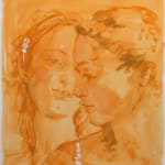 Portrait of two women, one with their head turned away showing side profile, the other facing forward looking at the other woman.