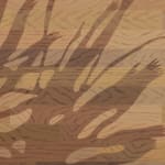 detail of Natalia Juncadella painting of wood floor with cast shadows from plant
