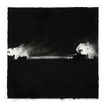 Joel Daniel Phillips Broken Plains drawing series of dark black charcoal with fire in distance
