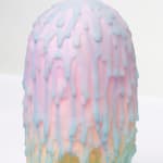 Dan Lam slime sculpture with gradient color of pink and blue