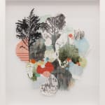 framed image of Gregory Euclide mixed media landscape with torn paper and acrylic