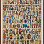 Collage of various vases in straight columns and rows