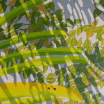 detail of Natalia Juncadella painting of orchid, plant and roots, shadows