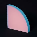 Rachel Strum - epoxy neon sculpture of a quarter round panel - pink and blue.
