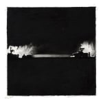 Joel Daniel Phillips Broken Plains drawing series of dark black charcoal with fire in distance