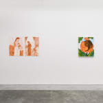 Installation view of The Jaunt: Winter Camp at Hashimoto Contemporary San Francisco. From left to right: Genevieve Cohn's works on paper "Exercises in Attention," "Banished Wonders," and Bianca Nemelc's painting "Flower in Rest."
