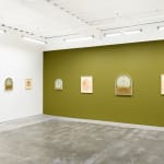 Install image of Petrichor, from left to right,“Igneous”, “Totality”, “Where the Rainbow Touches Ground”, “Petra”, “Fire Rainbow”, “Petrichor”, “Weathervane Trace Print”..