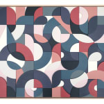 Scott Albrecht wood relief painting in blue and pink tones