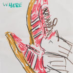 sketch of feet wearing red sambas adidas sneaker with the text "sambas everywhere" next to it