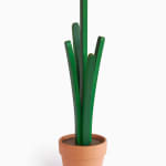 Jeff Canham wooden plant sculpture in a terra cotta pot