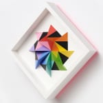 wooden geometric wall sculpture by Sean newport - rainbow