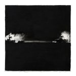 Joel Daniel Phillips Broken Plains drawing series of dark black charcoal with fire in distance