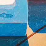 Painting of three igloo coolers on the sidewalk