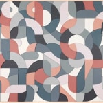 Scott Albrecht abstracted typography design in shades of blue lavender and red