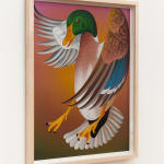 painting of an eagle wiht bright gradient color background