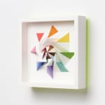 wooden geometric wall sculpture by Sean newport - rainbow