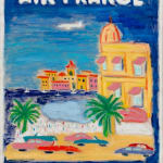 painting depicting an Air France ad for the French Riviera