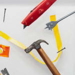 detail of hammer and box knife