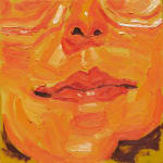 Emilio Villalba painting of woman in orange