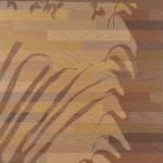 Natalia Juncadella painting of wood floor with cast shadows from plant