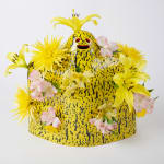 Lorien Stern ceramic yellow ghost with holes to place flowers in