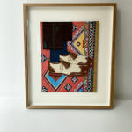 James Eddy painting of shoes on a colorful rug