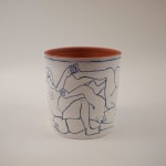Mattie Hinkley ceramic vase with naked humans painted around the perimeter