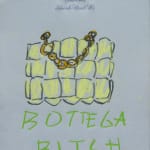 sketch of a yellow bottega bag on notepad paper