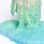 Dan Lam slime sculpture with gradient color of pink and blue