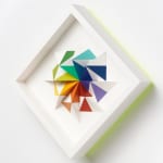 wooden geometric wall sculpture by Sean newport - rainbow