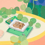 detail image of a phile of books resting on eachother with a green plant next to them