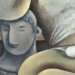 male figure sitting by the window as a lighthouse beam enters the room detail