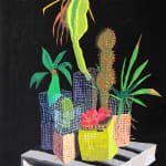 painting of succulents and cacti on a pallet by Nicholas Bono Kennedy