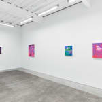 installation view of Megan Ellen MacDonald's exhibition "What Doesn't Kill You" at Hashimoto Contemporary San Francisco. From left to right: "Thick Skin," "Flutter," "Double Trouble," and "Gummy Worm."