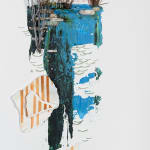 Gregory Euclide - mix media work of abstracted nature scene with a major color palette of bleu and orange..