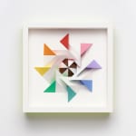 wooden geometric wall sculpture by Sean newport - rainbow