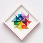 wooden geometric wall sculpture by Sean newport - rainbow