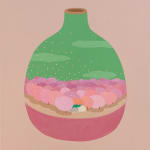 Danym Kwon painting of vase with pink trees