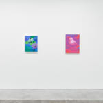 installation view of Megan Ellen MacDonald's exhibition "What Doesn't Kill You" at Hashimoto Contemporary San Francisco. From left to right: "Double Trouble," and "Gummy Worm."