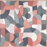abstracted typography design in shades of blue, purple and red