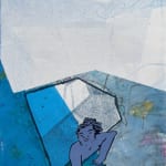 Leonard Reidelbach - monoprint of a figure in spa pool in an interior space.